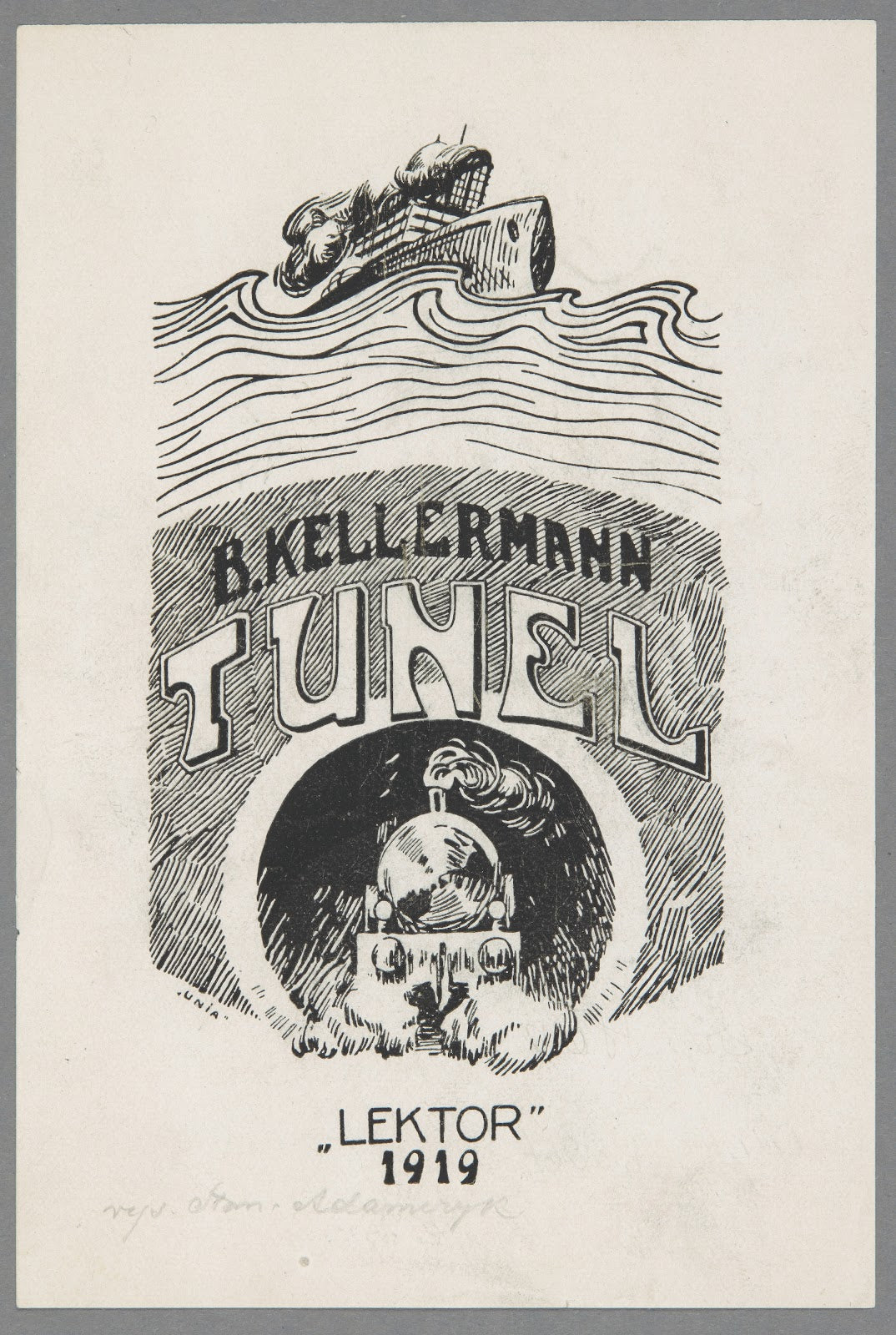 A leaflet advertising the novel The Tunnel by Bernhard Kellermann 1919