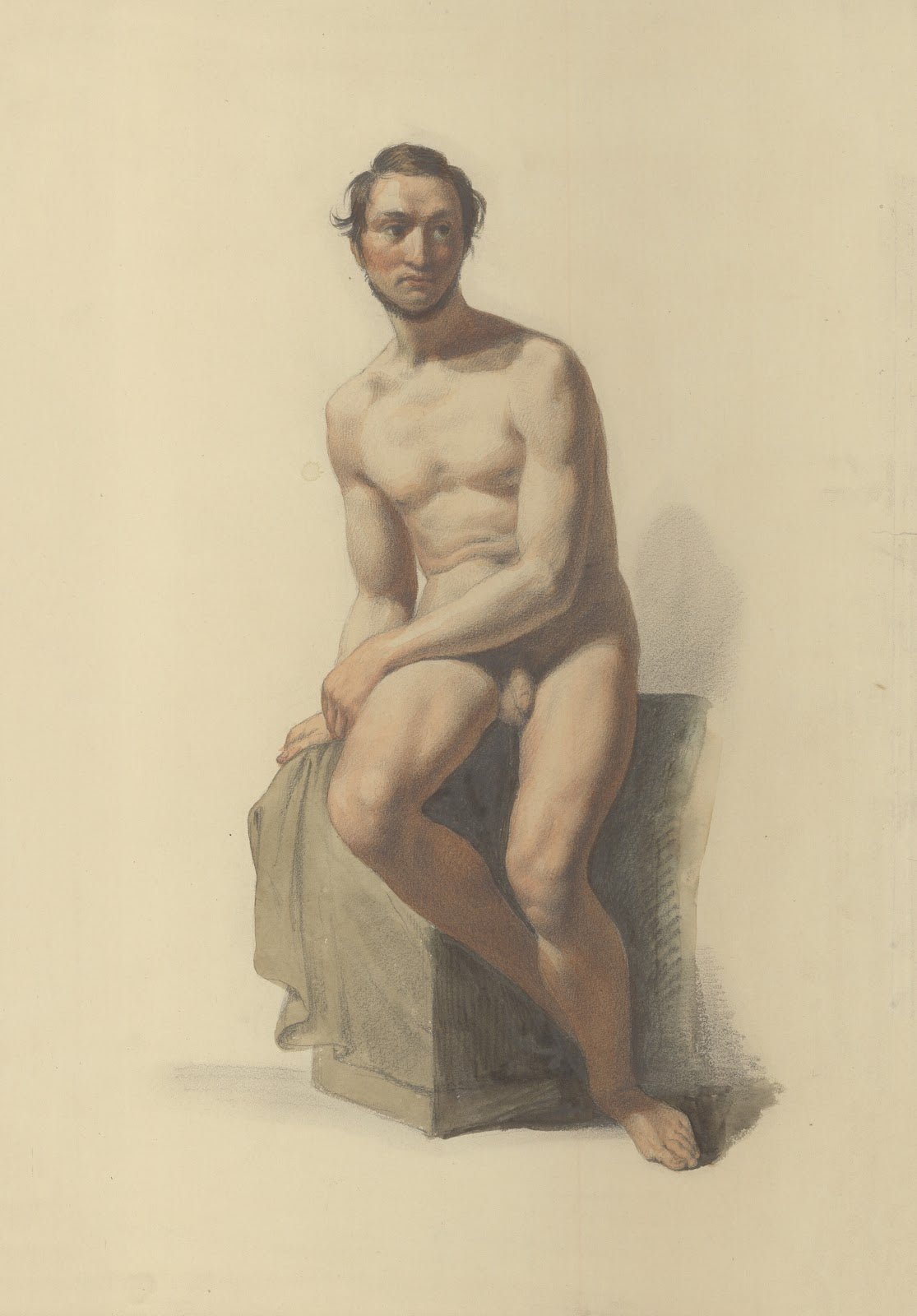 Seated male nude 19th century