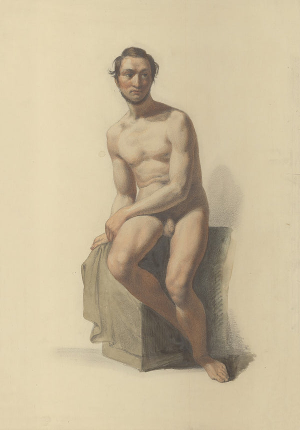 Seated male nude 19th century