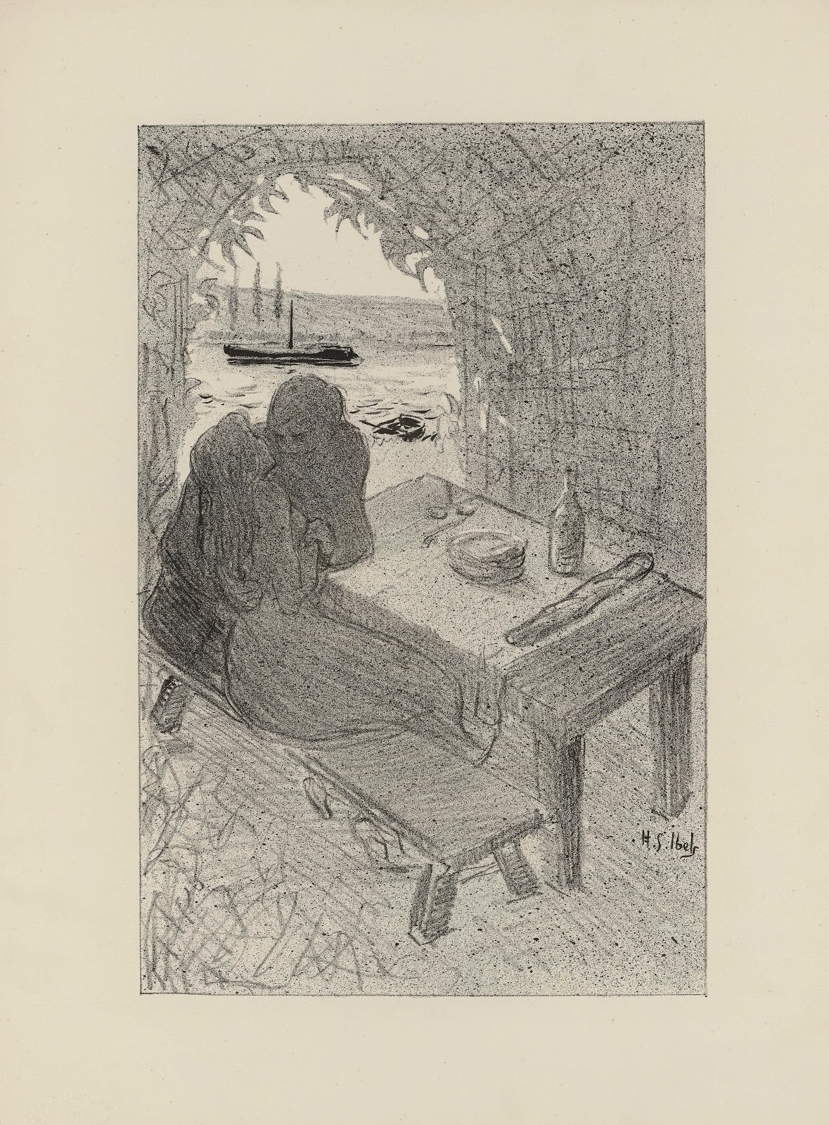 Deux amoureux au bord de leau 1895