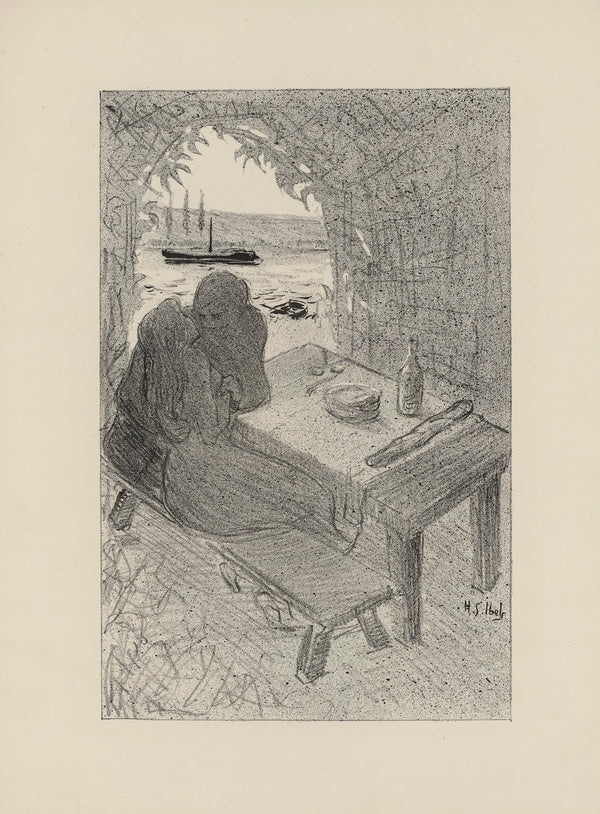 Deux amoureux au bord de leau 1895