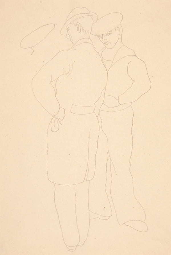 Man With Sailor study for watercolor titled On That Street1932 1980