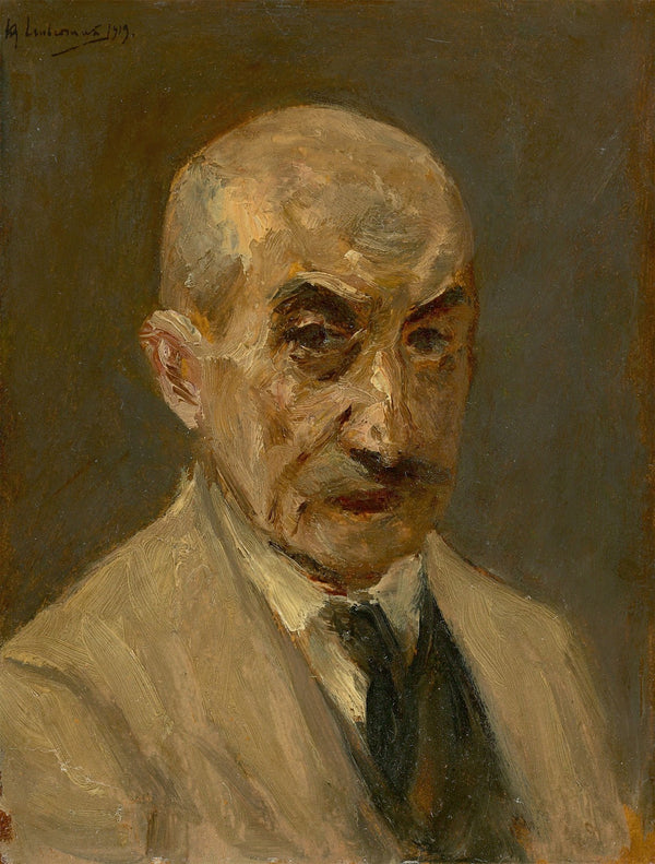 Selbstbildnis im Malkittel Büste nach rechts 1919
