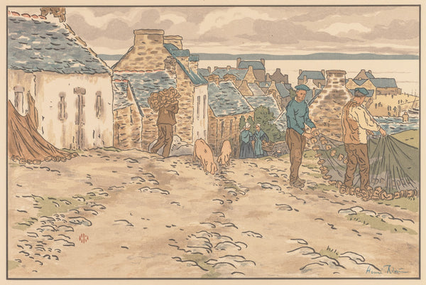 The Beautiful Countryside in Brittany Street in Tréboul 1898