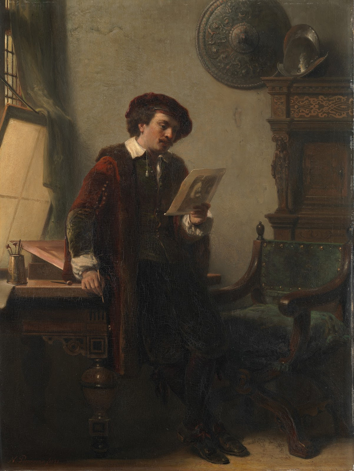 Rembrandt in his studio 1852