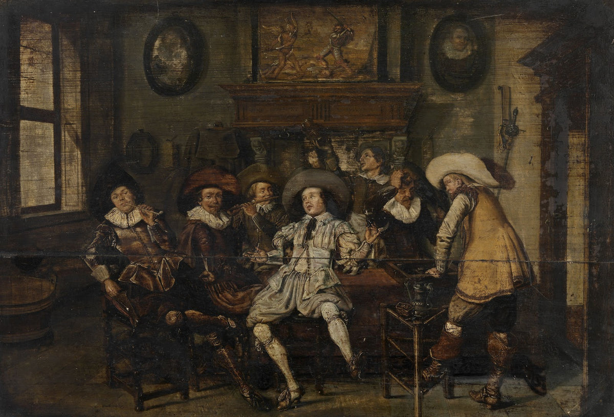 Company making Music and drinking in an Inn 1627