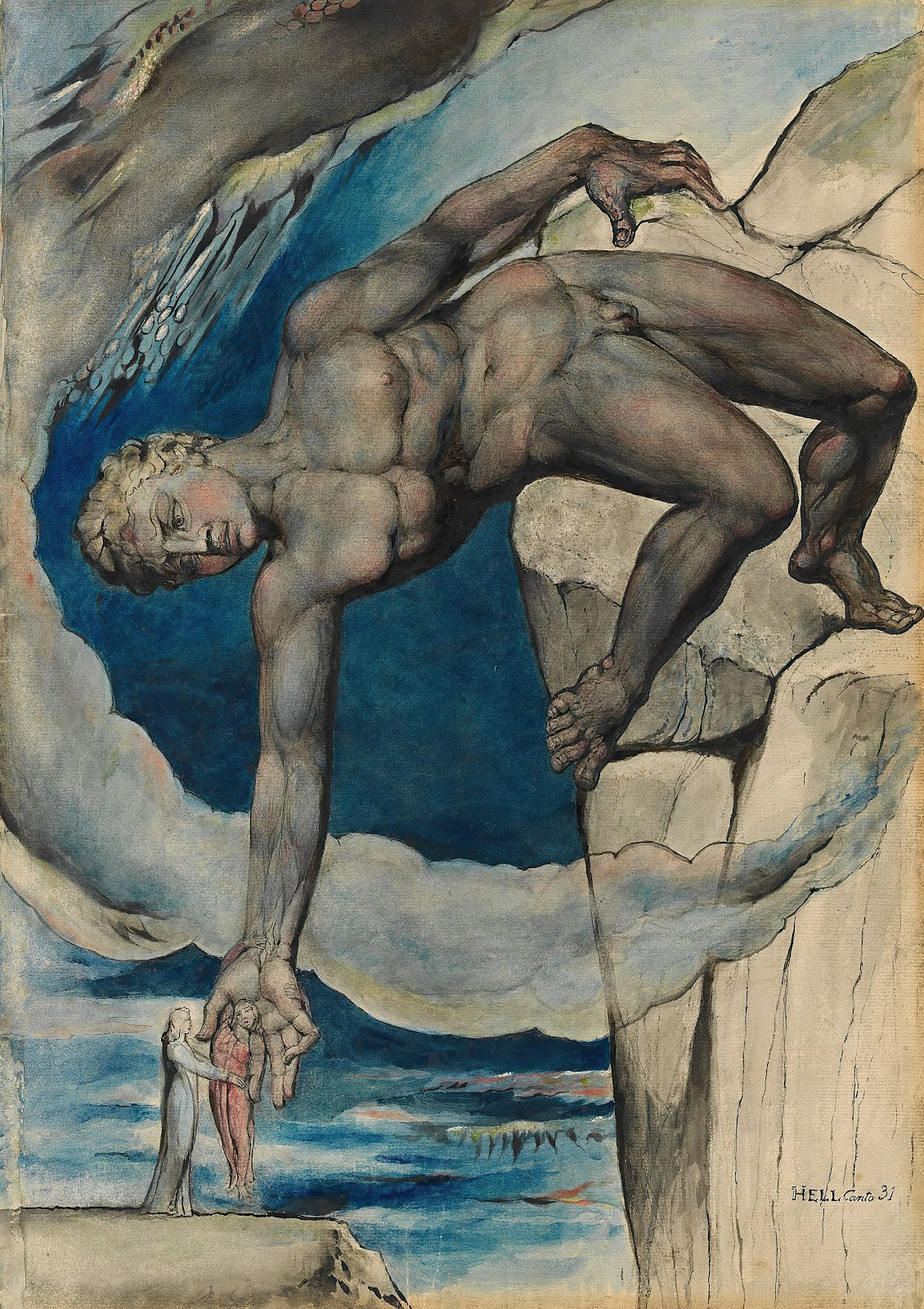 Antaeus setting down Dante and Virgil in the Last Circle of Hell 1824
