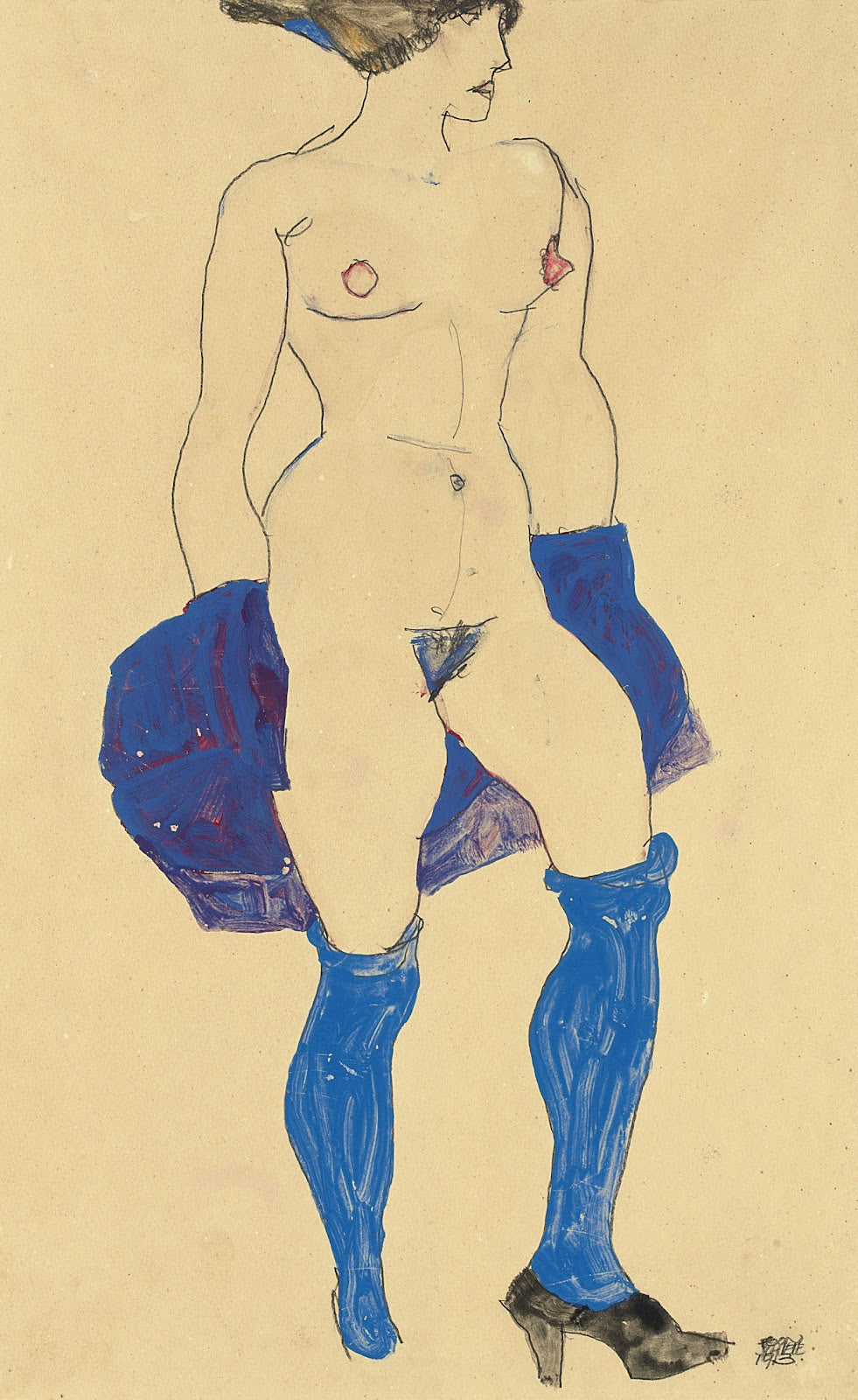 Stehende Frau mit Schuen und Strümpfen 1913