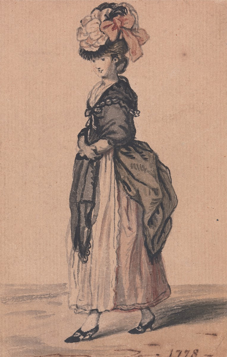A Lady of Fashion with Black Shawl and Black Shoes 1778