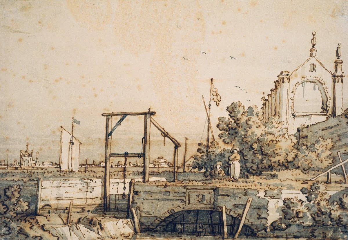 Capriccio with a Lock Gate by a River ca 1754