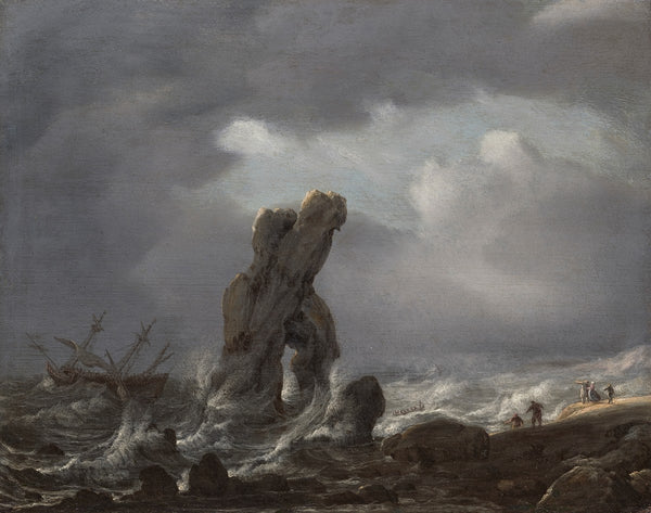 Ships in distress off a rocky coast