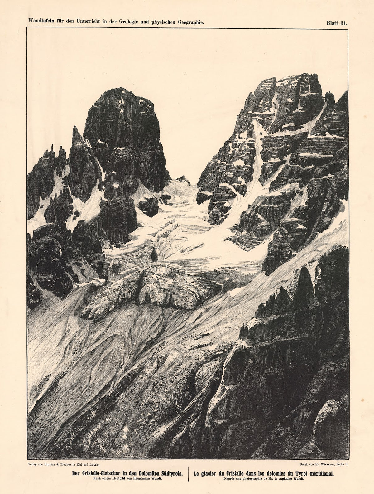 Der Cristallo Gletscher in den Dolomiten Südcyrols 1889