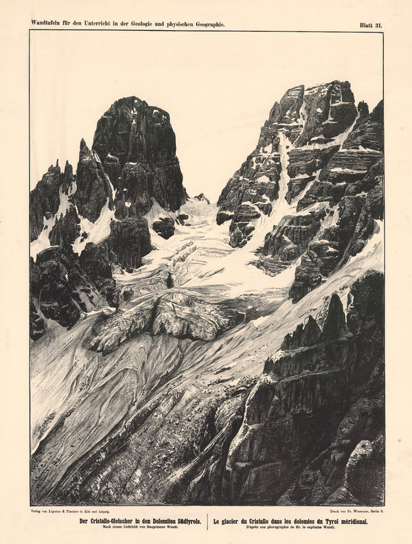 Der Cristallo Gletscher in den Dolomiten Südcyrols 1889
