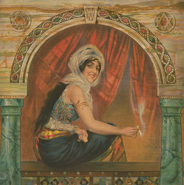Woman sitting in window smoking 1904