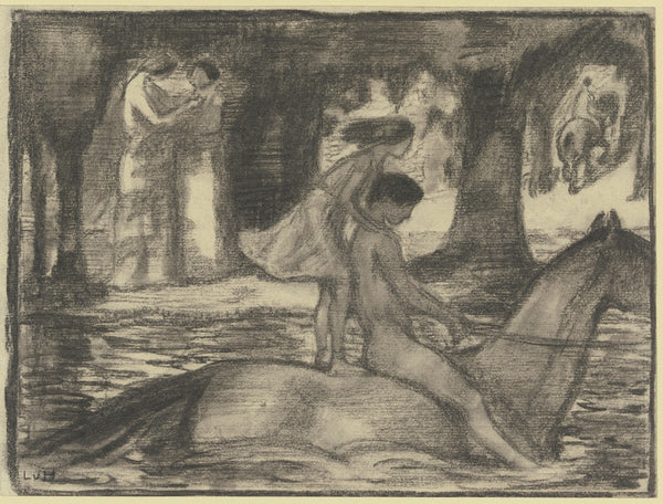 Riding children in the forest