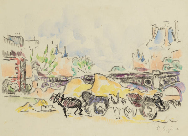 Paris le quai au Pont des Saints Pères 1920