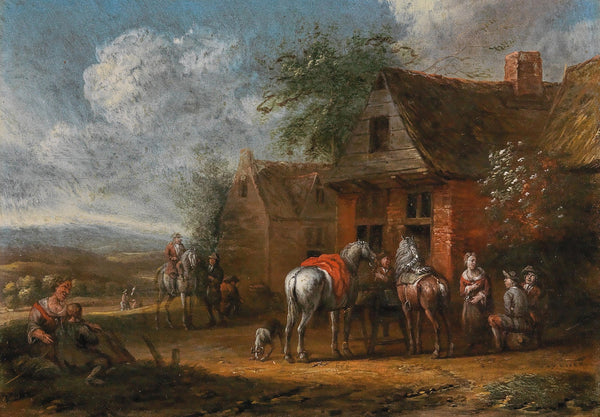 Riders in front of a tavern