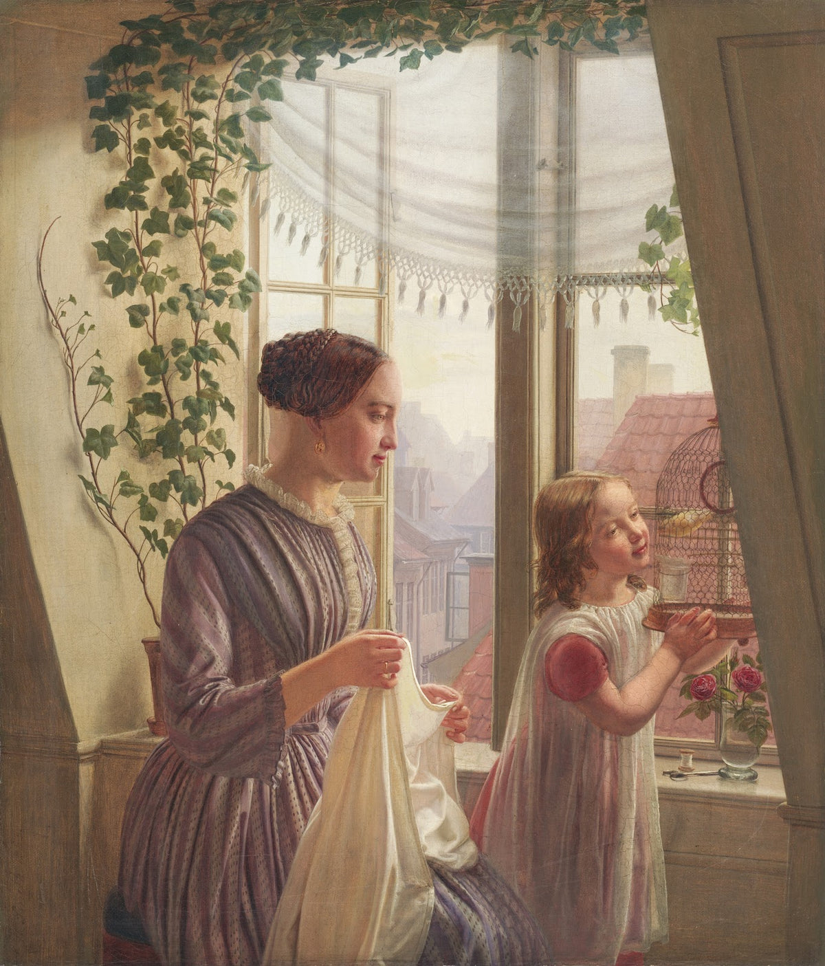 Interior with mother and daughter at the window 1853