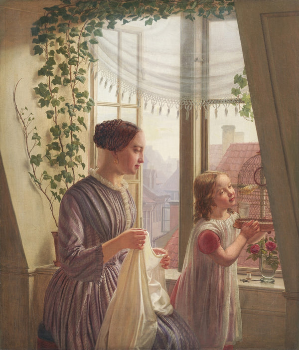 Interior with mother and daughter at the window 1853