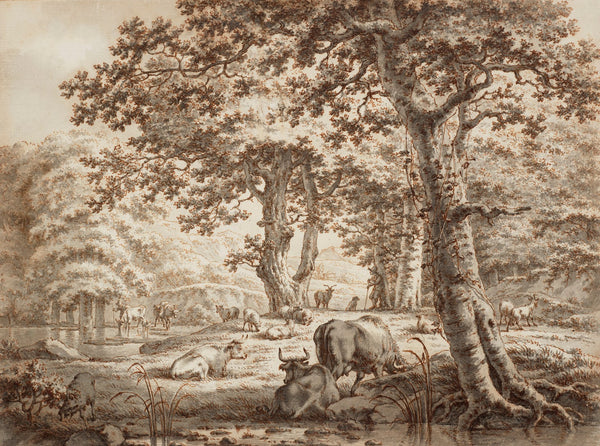 Landscape with cows under a tree 1787