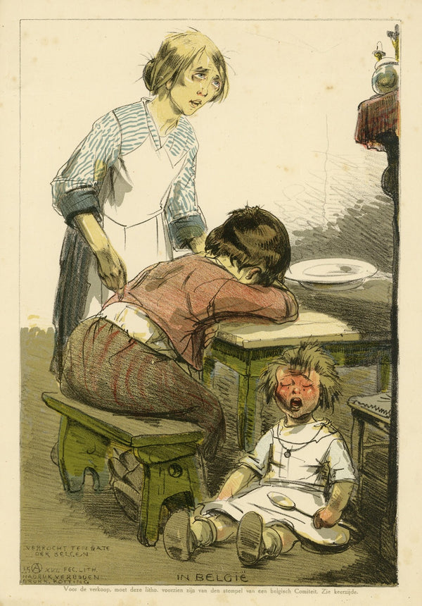 Twee vrouwen en huilend kind 1917