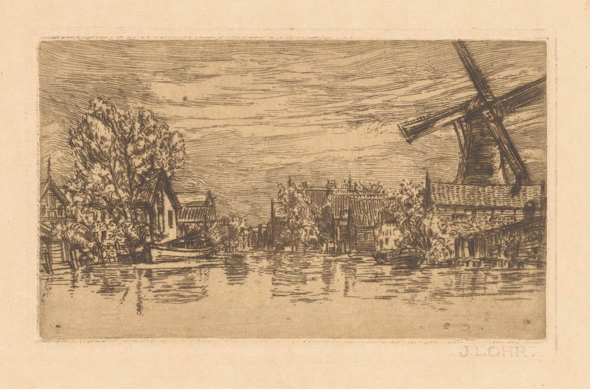 Village view with mill 20th century