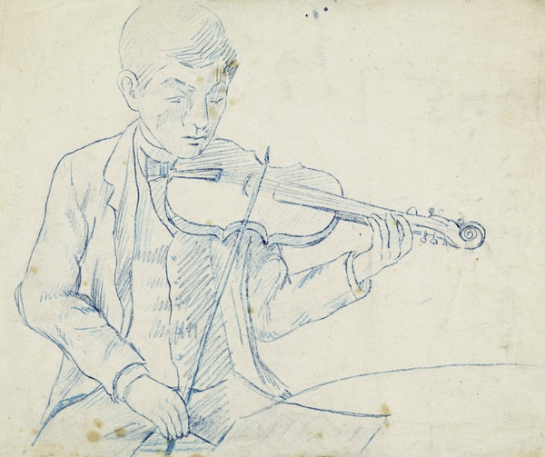 Portrait de M Lhuillier cousin de Guéniot jouant du violon