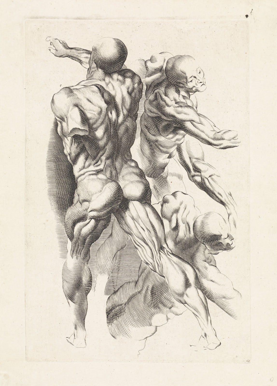 Anatomical study of three figures with outstretched arms 1616 1657