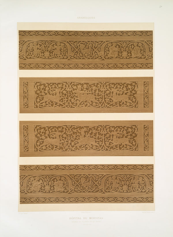 Arabesques hôpital du Moristan détails de poutres et de frises XIIIe siècle 1877