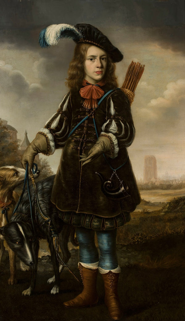 Portrait of a boy in a hunting attire