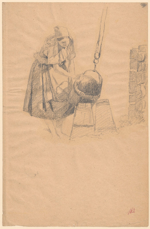 Woman making butter 1850 1881