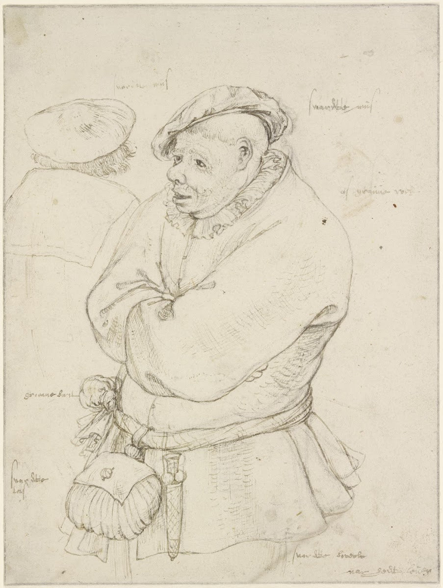 Stehender Bauer mit verschränkten Armen ca 1603 1609