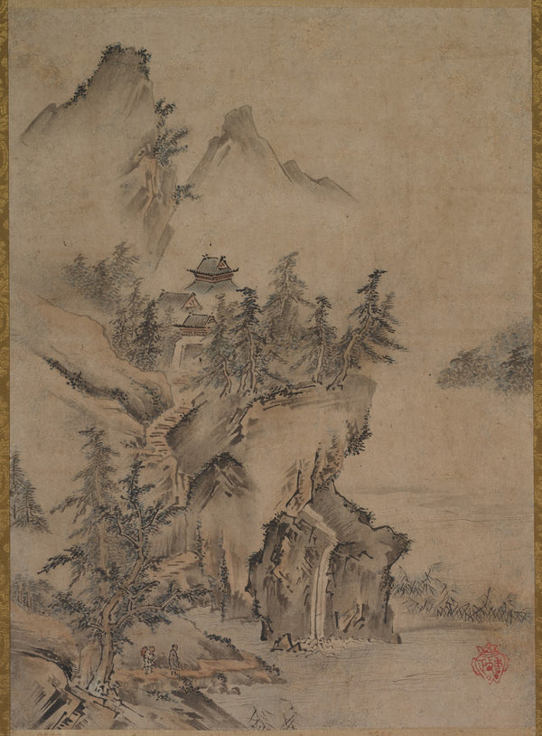 Chinese Literatus Traveling to a Mountain Temple late 1500s
