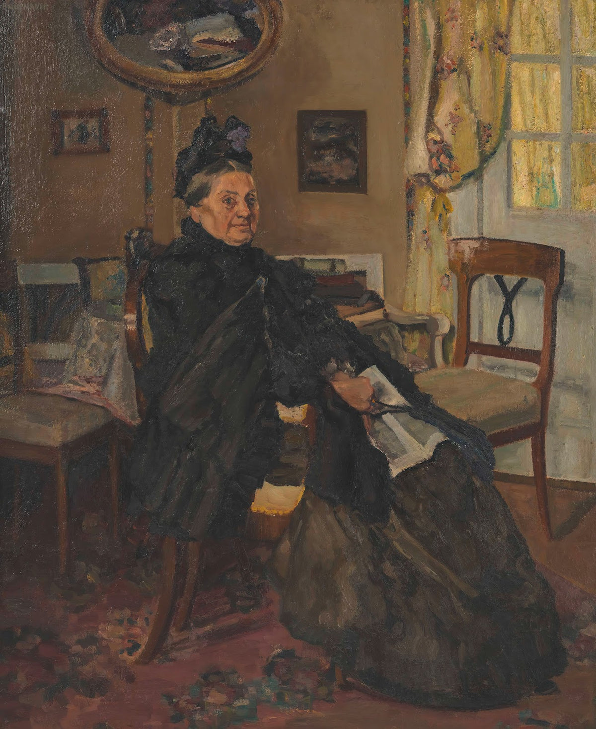 Im Wartezimmer Sitzende alte Frau 1912