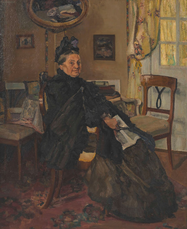 Im Wartezimmer Sitzende alte Frau 1912