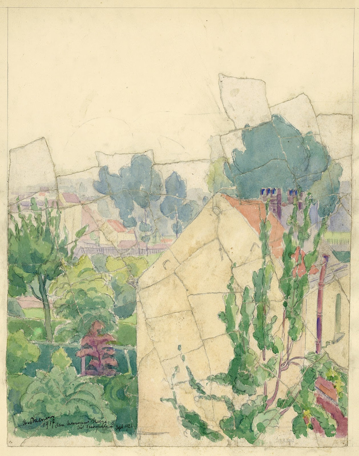 Landschap in aquarel 1917