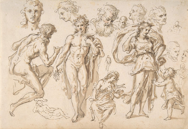 figure and head studies including Bacchus 17451815