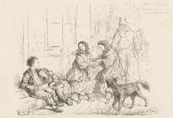 Vrouwen geven arme mensen een aalmoes 1832 1897