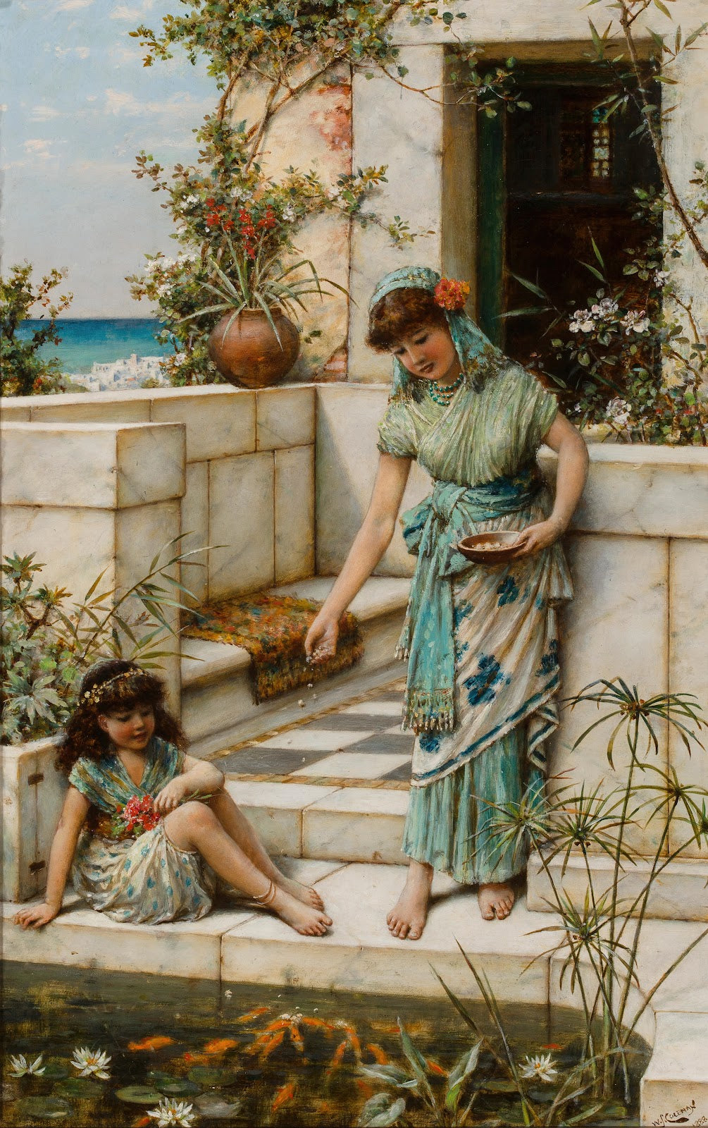 Feeding the goldfish