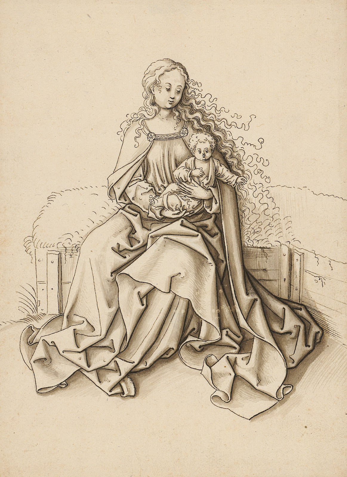 Maria mit dem Kind auf der Rasenbank