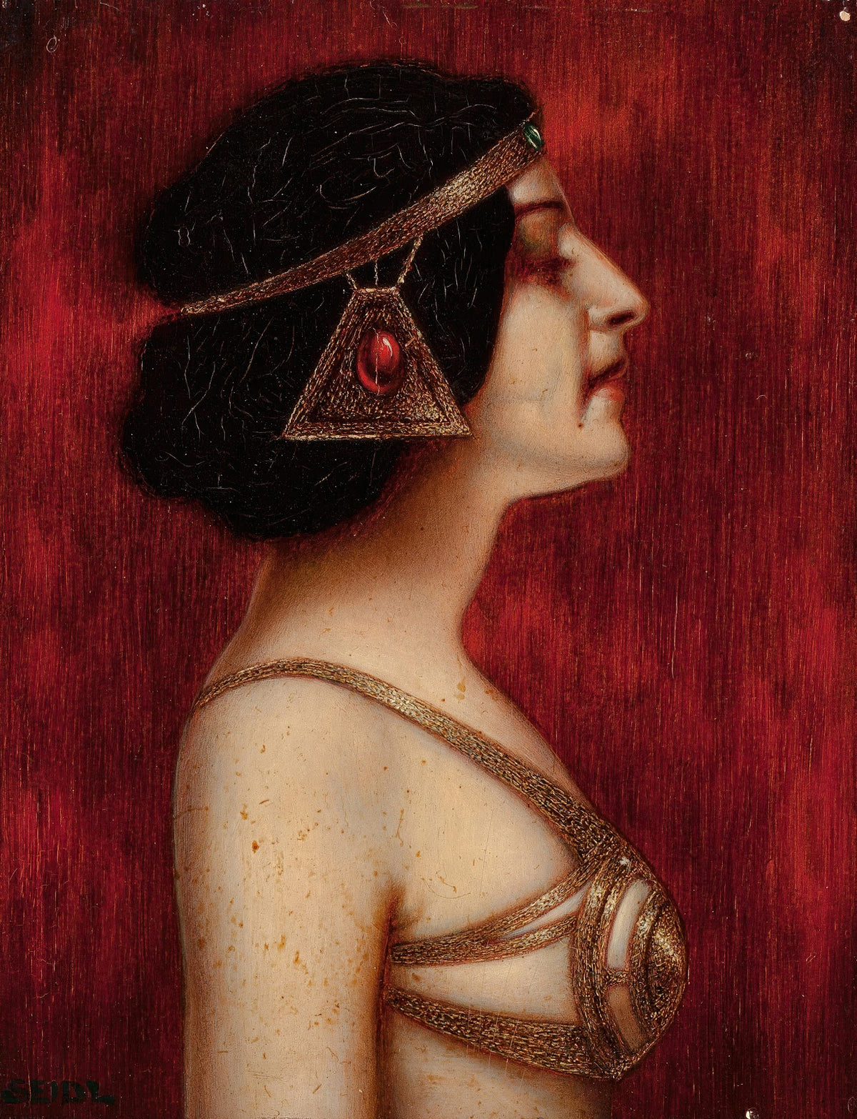 Salome Woman in Profile in Oriental Jugendstil Costume circa 1910