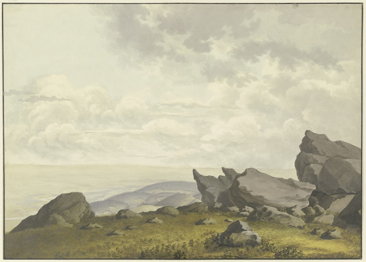 Blick durch Felsen auf dem Feldberg im Taunus nach Reifenberg und in die Mainebe