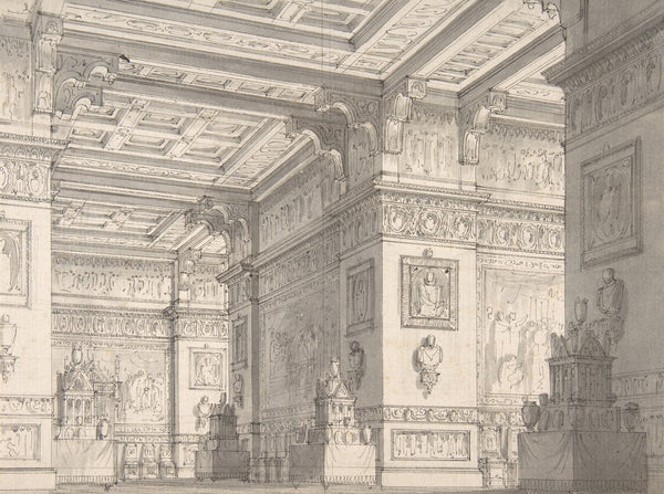 Interior of a Stateroom with Four Tables Displaying Urns and Tabernacles