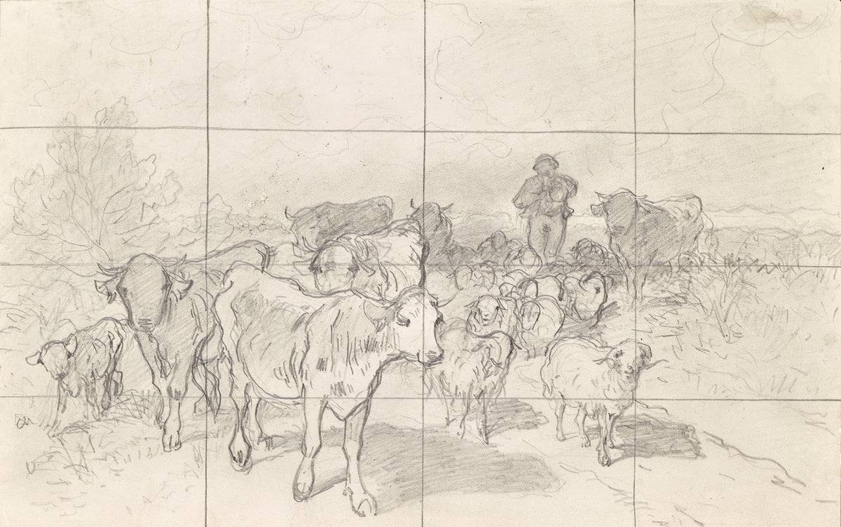 Herde mit Hirten Rinderstudien 1860 1880