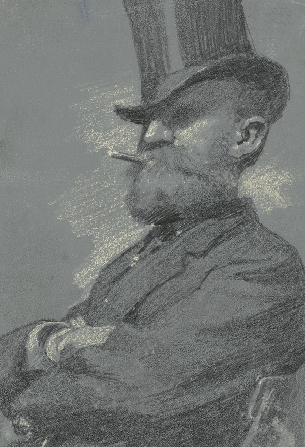 Man in Top Hat Smoking a Cigar late 19th century
