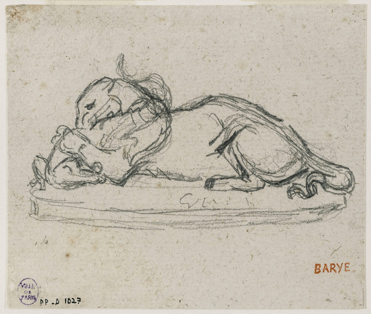 Tigre dévorant un gavial 19th century