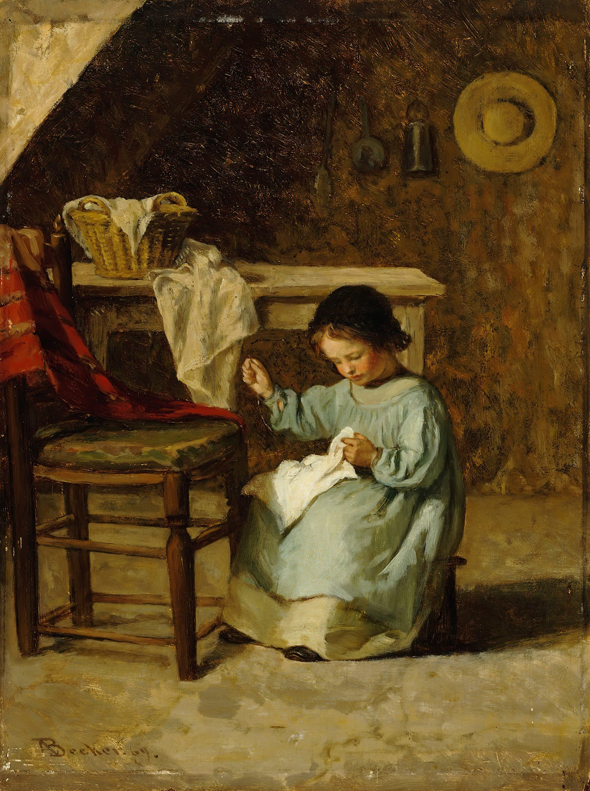 Girl Sewing 1869