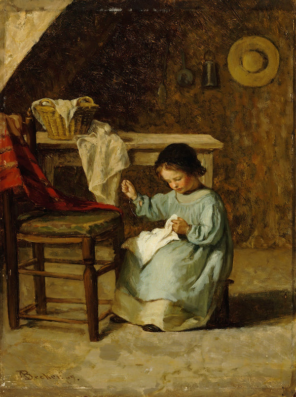 Girl Sewing 1869