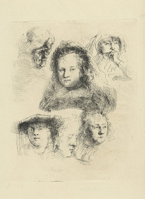 Studies van het hoofd van Saskia en anderen 1805 1844