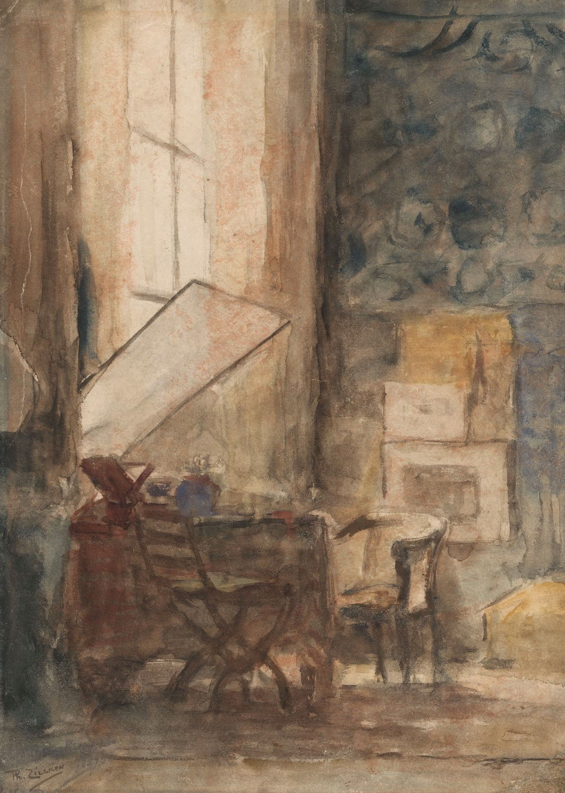 Hoekje in het atelier van Philip Zilcken 1887
